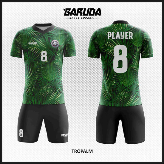 Baju Futsal Custom Desain Gambar Daun hijau