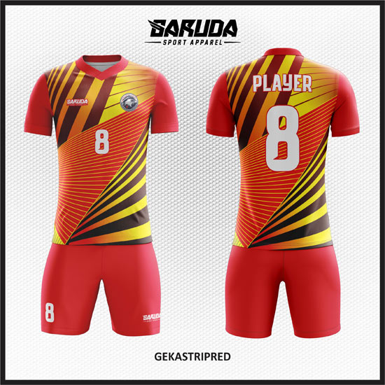 desain baju futsal full printing warna gradasi merah kuning