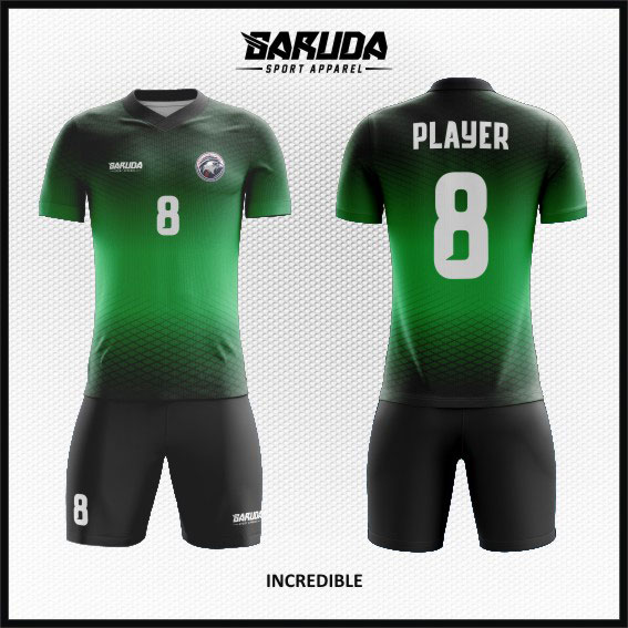 desain baju futsal hijau hitam gradasi
