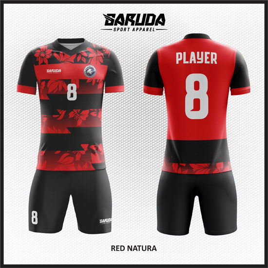 desain baju futsal merah hitam gradasi terbaik