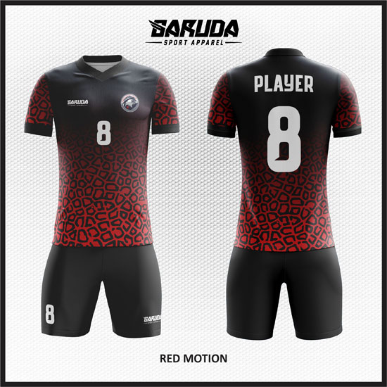 desain baju futsal merah hitam gradasi