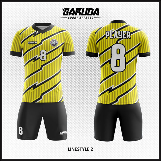 desain baju futsal printing terbaru gambar garis diagonal kuning