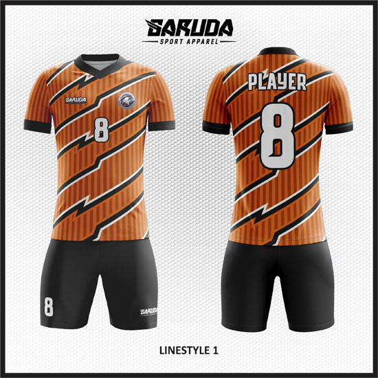desain baju futsal printing terbaru gambar garis diagonal orange