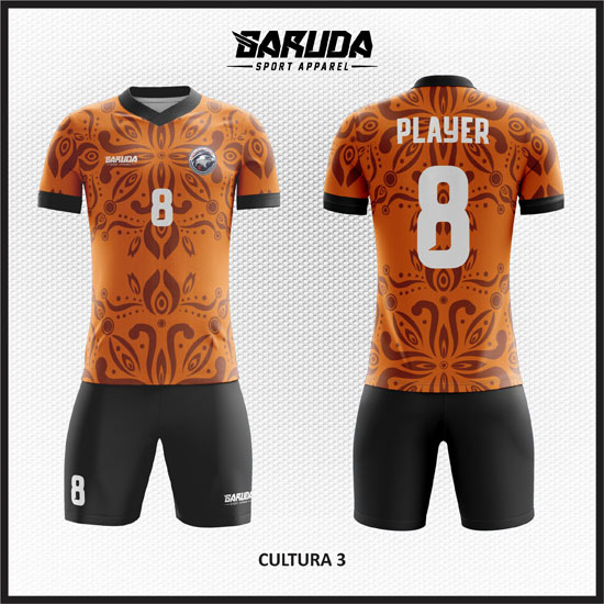 desain baju futsal warna orange batik