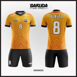 Desain Baju Futsal Warna Orange Motif Etnic Minimalis ...