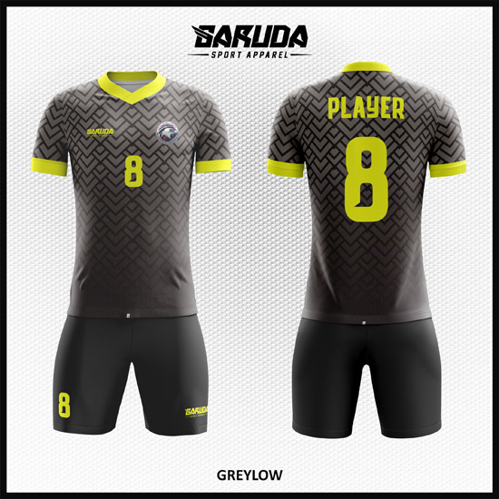 Desain Baju Sepakbola Full Printing Gradasi Warna Abu Abu Keren Banget