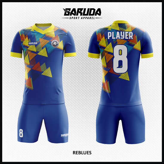 Desain Baju Futsal Full Print Warna Biru Untuk Tampil Lebih Macho