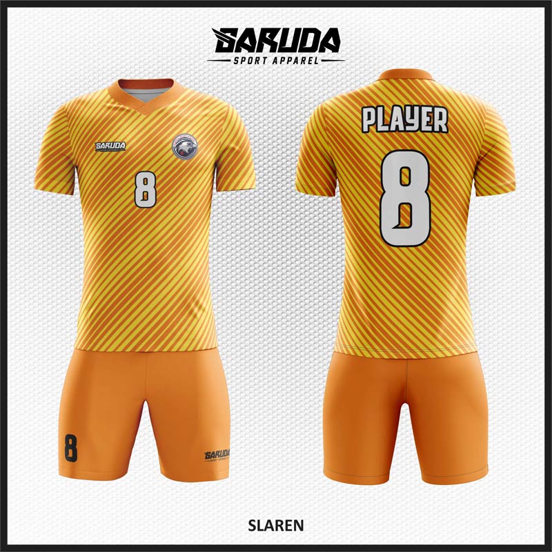 Desain Baju Futsal Printing Warna Kuning Orange Yang Serasi