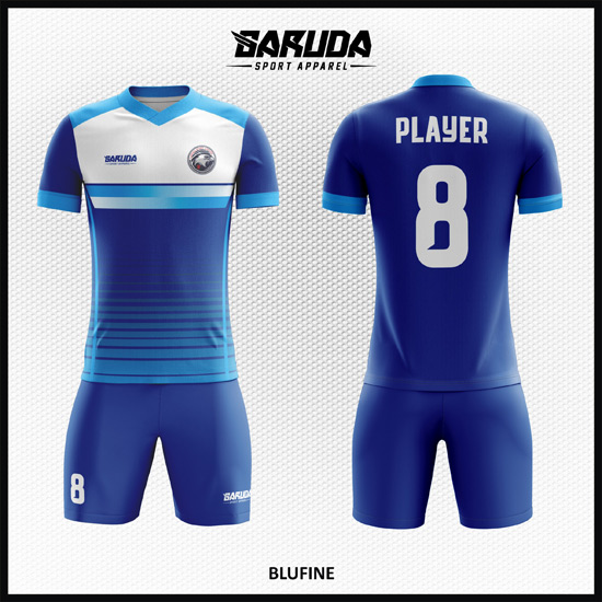 Desain Baju Sepakbola Full Print Warna Biru Tampilan Memukau