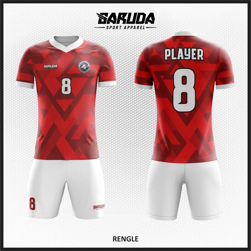 Desain Baju Futsal Printing Warna Merah Putih Paling Gagah